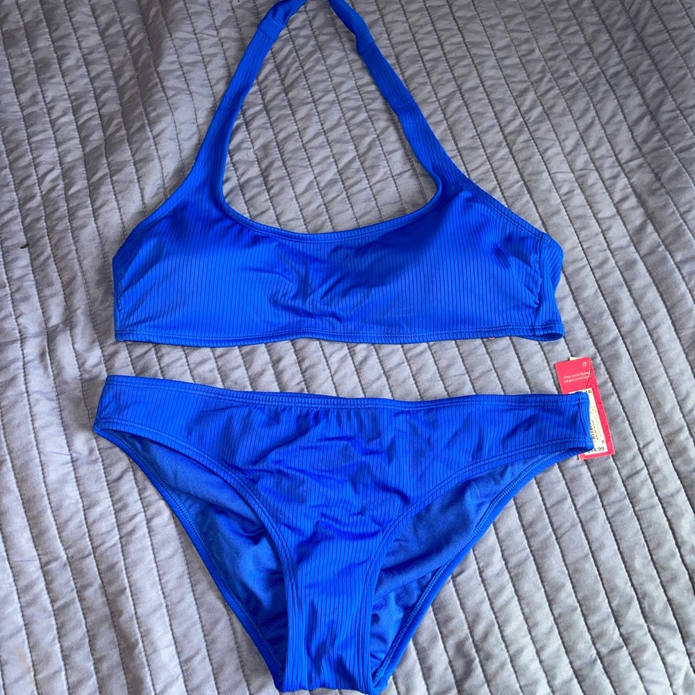 Blue swimsuit!